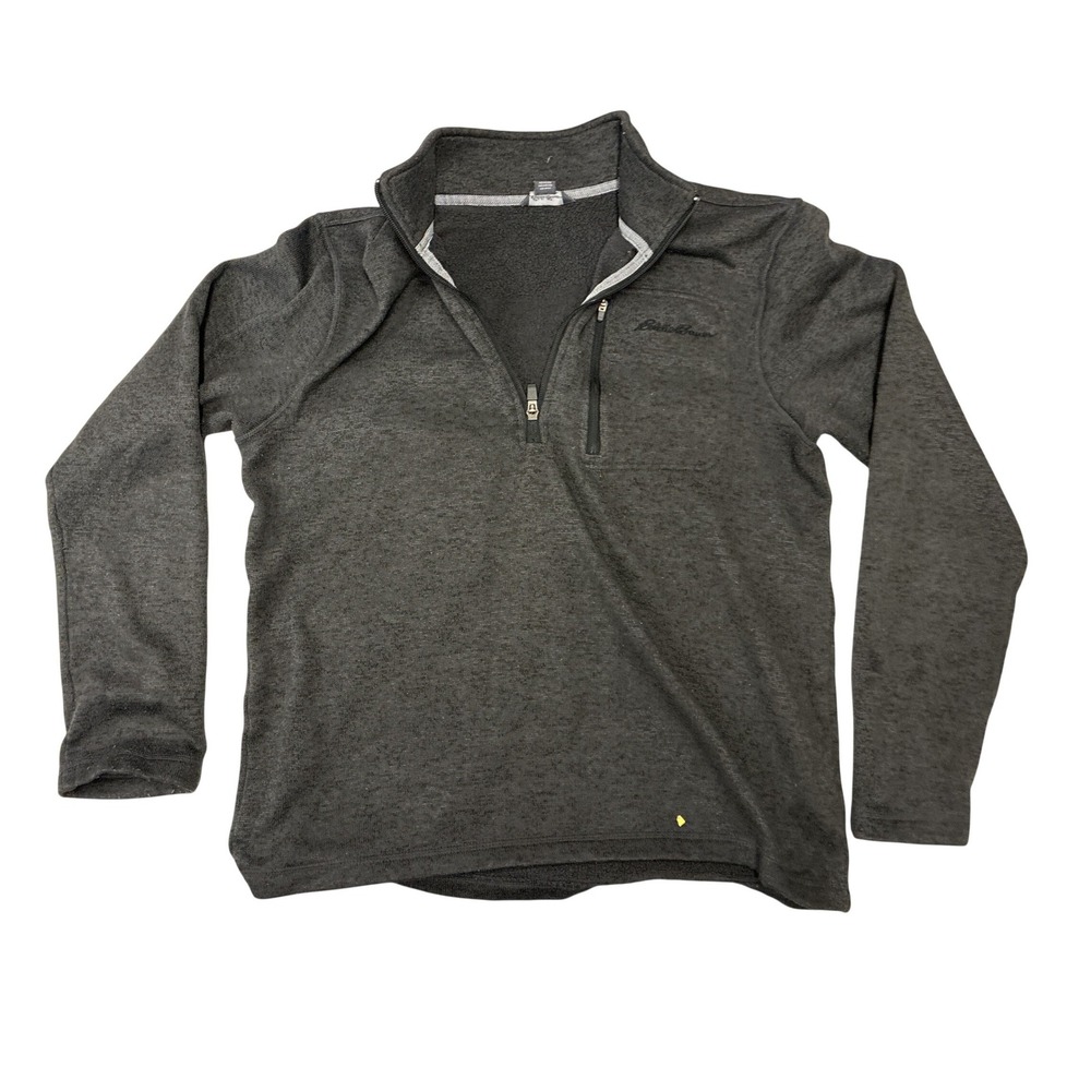 Eddie Bauer Mens Quarter Zip Fleece Pullover Charcoal Grey Heather M 261462